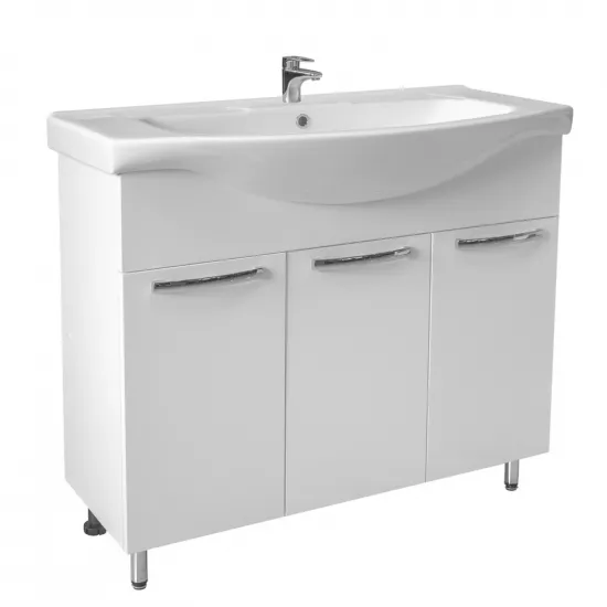 Dulap cu lavoar Mashtab Agat (Basic) 80 cm cu 3 usi, Alb