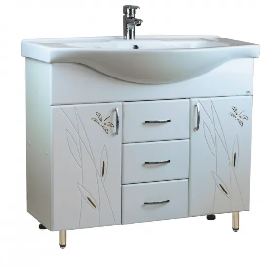 Dulap cu lavoar Mashtab Stuff (Basic) 90 cm cu 3 sertare, Alb