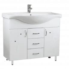 Dulap cu lavoar Mashtab Cristal (Basic) 100 cm cu 3 sertare, Alb Dulap cu lavoar Mashtab Cristal (Basic) 100 cm cu 3 sertare, Alb