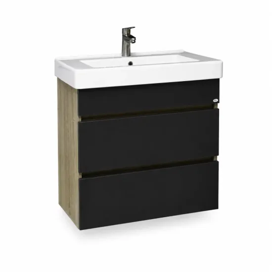 Dulap pentru lavoar Mashtab Sonata (Sava) 65 cm, suspendat suspendat cu 2 sertare (fără mâner), Sonoma/Antracit (11355)