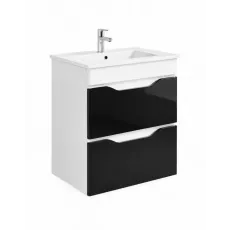 Dulap pentru baie Mashtab Print (Basic) 70 suspendat cu 2 sertare, Alb/Negru (11438)