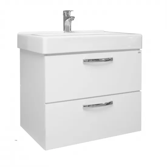 Dulap cu lavoar Mashtab Agat (Sava) 90 cm suspendat cu 2 sertare, Alb