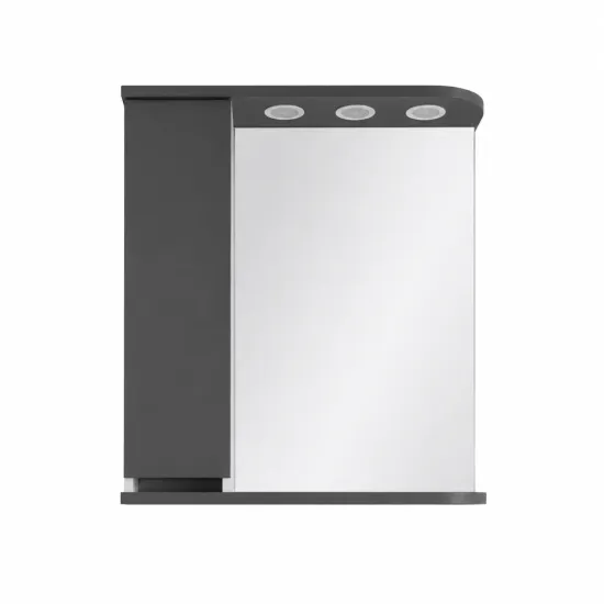 Шкаф-Зеркало для ванной Mashtab Sanremo 70x72 без ручек Антрацит/Белый (11076)
