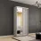 Dulap-cupeu Mobildor Compact, 100x220x45 cm, uși Oglindă + PAL cu ornament linii, Gri