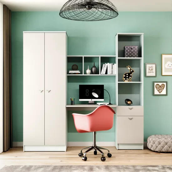 Masa de birou ML-Mobila Junior 3 MDF, Grey/Beige