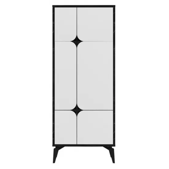 Dulap Showdeko Spark, 60x35.6x151 cm, White/Black Marble