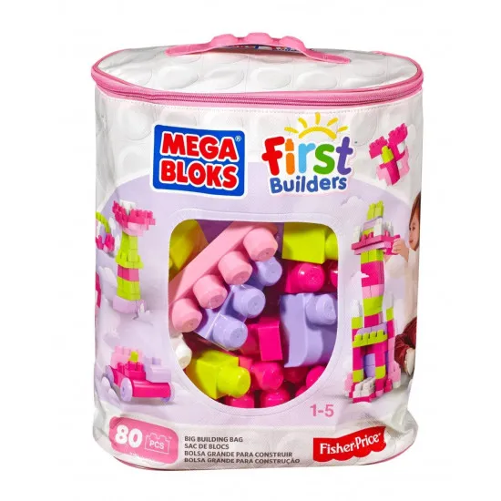 Mattel DCH62 Set Mega Bloks - primul constructor - seria "First Builders" Roz 80 piese