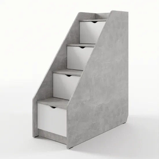 Комод-лесница ML-Mobila Юниор 13, Ателье светлое / Белый