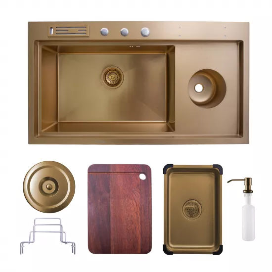 Chiuvetă de bucătărie SanDonna HD9245,920x450 mm, Auriu (VOR57930)