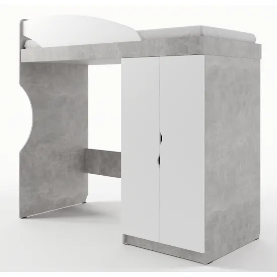 Pat copii ML-Mobila Junior 12, 80x190 cm, Atelier deschis/ Alb