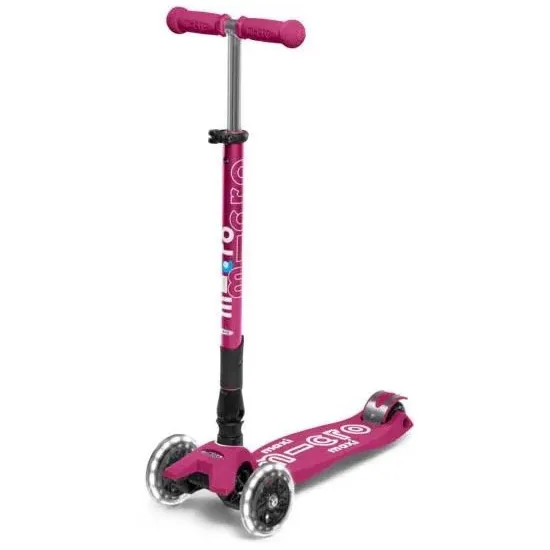 Trotinetă Micro Maxi Deluxe Foldable LED Berry Red