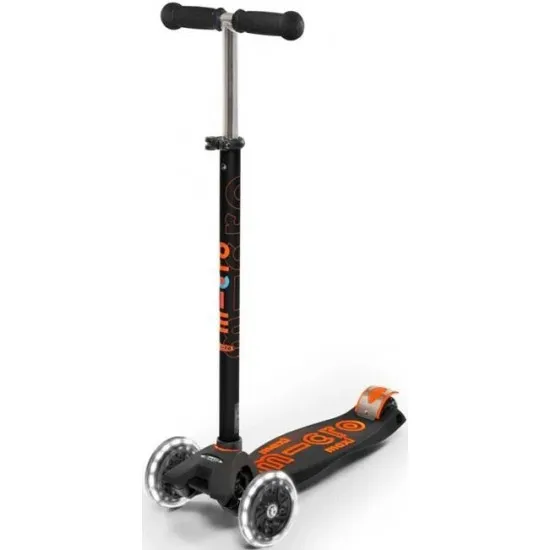 Trotinetă Micro Maxi Deluxe LED Black/Orange