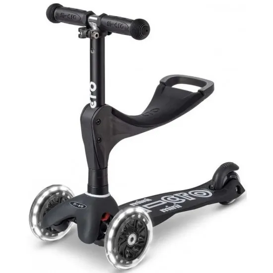 Trotinetă Micro Mini 3in1 Deluxe Eco LED Black