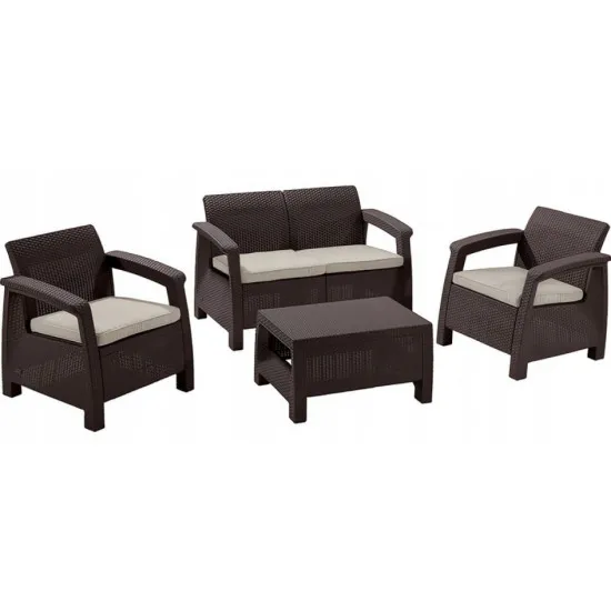 Набор садовой мебели Keter Corfu II Set 258952, Brown/Oat