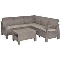 Набор садовой мебели Keter Corfu Relax Set 227845, Cappuccino/Sand Набор садовой мебели Keter Corfu Relax Set 227845, Cappuccino/Sand