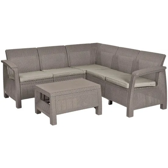 Set mobila de grădină Keter Corfu Relax Set 227845, Cappuccino/Sand