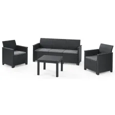 Set mobila de grădină Keter Elodie Set + Chicago Table 246150, Graphite/Gray Set mobila de grădină Keter Elodie Set + Chicago Table 246150, Graphite/Gray