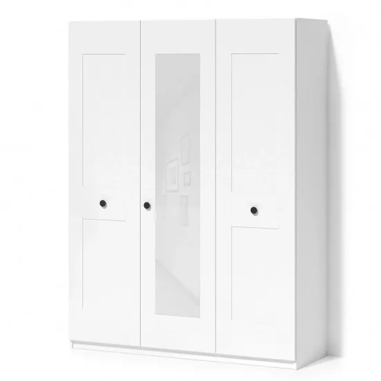 Шкаф Fabrik Home Mezzo (150 см) c 1 зеркалом, Белый ясень