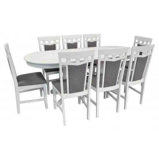 Set de mobilă Eva Masa HV-31N White + 8 scaune DEPPA R (White, NV-10WP Grey)