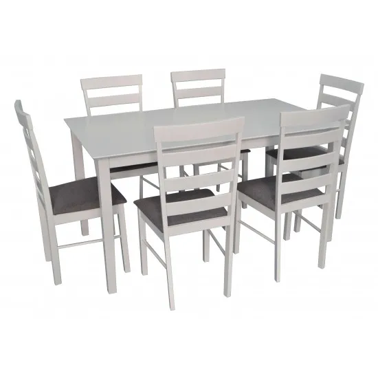 Set de mobilă Eva Masa SANFLOWER + 6 scaune GLORIA (White, NV-10WP Grey)