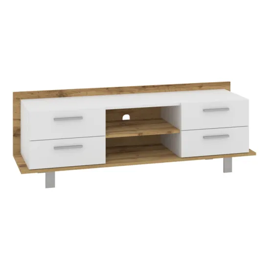 Comoda TV Pehotin Palermo, 140x40x48 см, Stejar Taho/Alb
