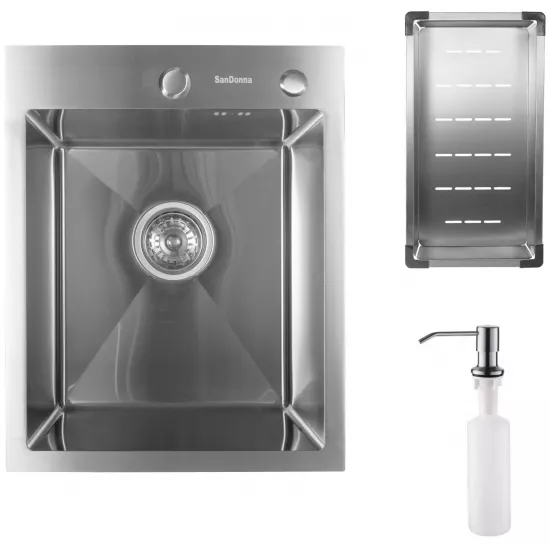 Chiuvetă de bucătărie SanDonna HD4050, 500х400 mm, Silver (VOR57917)