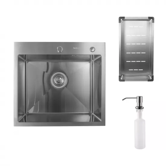Chiuvetă de bucătărie SanDonna HD5550, 500х550 mm, Crom Satin (VOR57923)