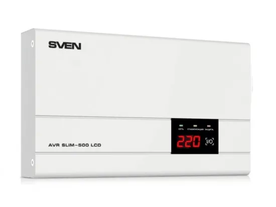 Стабилизатор напряжения Sven SLIM AVR-500 LCD, 0.5 кВА