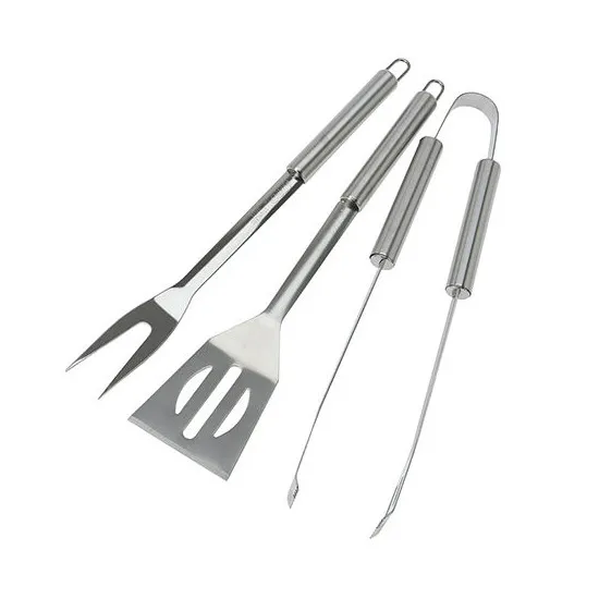 Инструменты для барбекю BBQ 46617, 3ед (лопатка, вилка, щипцы) нерж