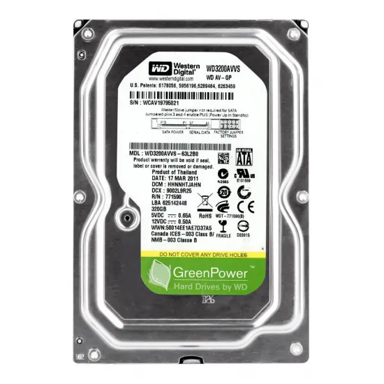 3.5" Жесткий диск 320 GB Western Digital AV-GP, 7200 rpm, 8 MB, SATA II (WD3200AVVS Ref.)