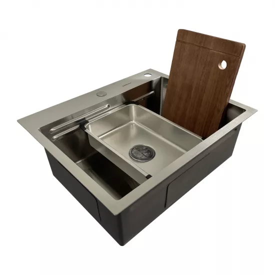 Chiuvetă de bucătărie SanDonna HD6050 600x500 mm, Crom Satin (VOR58535)