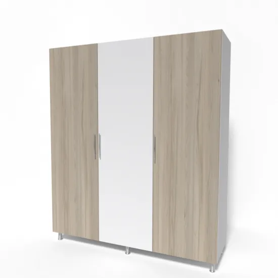Dulap Smartex N8, 180x52x210 cm, Alb/Stejar Deschis