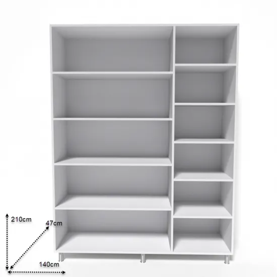 Dulap Smartex N9, 140x47x210 cm, Alb/Stejar Deschis