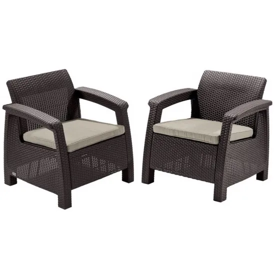 Набор садовой мебели Keter Corfu II Duo Set 258944, Brown/Oat