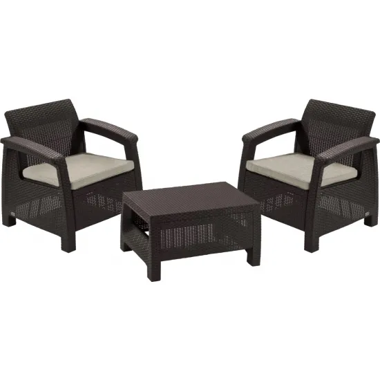 Набор садовой мебели Keter Corfu II Weekend 258953, Brown/Oat