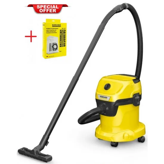 Aspirator multifunctional Karcher WD 3 V-15/6/20 (1.628-122.0) Yellow/Black (1000 W) + Cadou Filtru sac