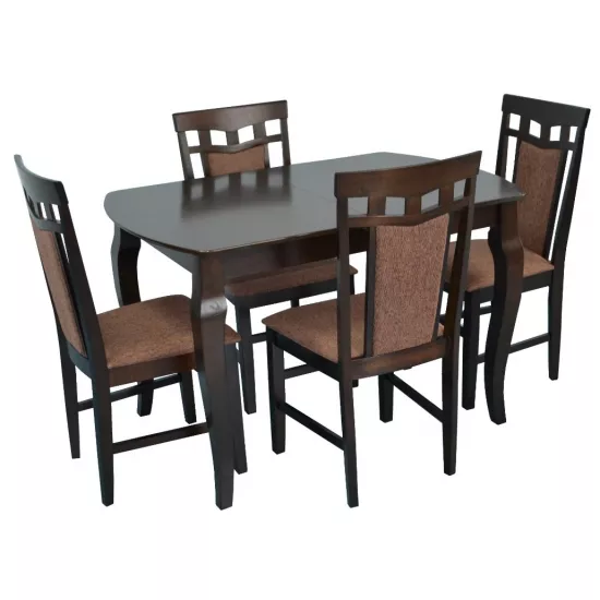 Set de mobilă Eva masa HV-29V Chocolate + 4 scaune DEPPA R (Chocolate, F-789 Brown)