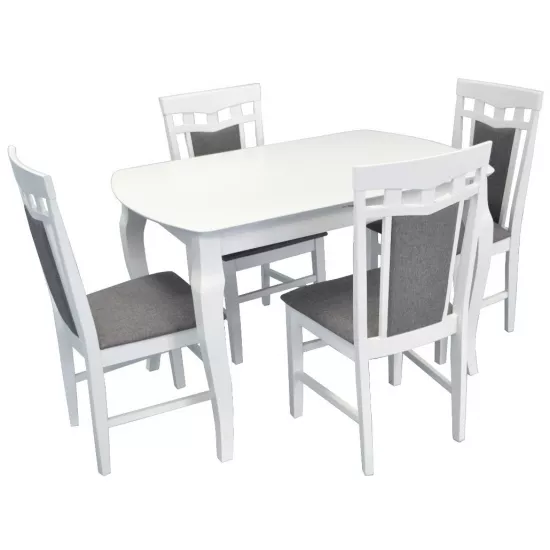 Set de mobilÄ? Eva masa HV-29V White + 4 scaune DEPPA R (White, NV-10WP Grey )