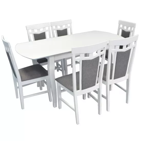 Set de mobilÄ? Eva masa HV-29V White + 6 scaune DEPPA R (White, NV-10WP Grey )