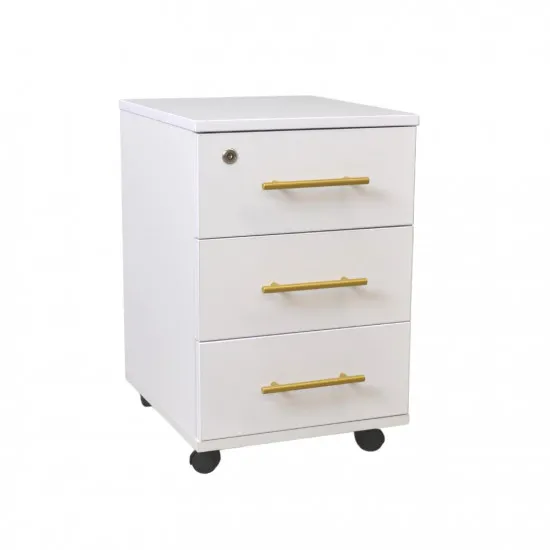 Dulap birou pe roți DP RollBox, White/Gold