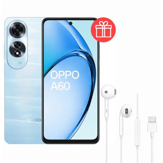 Smartphone Oppo A60, 8/256GB, Ripple Blue + Cadou OPPO Earphones Type-C MH135-3 White