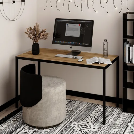 Masa de birou Mobicasa Brevity Loft (67x140), Kraft gold/Negru