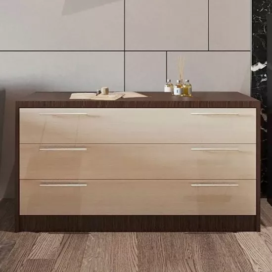 Комод PS К-120 (120 см) с 3 ящиками, Wenge /Chamonix deschis