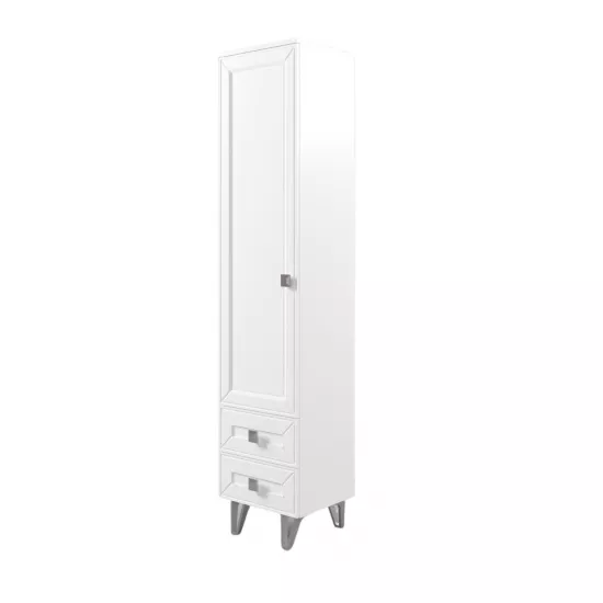 Шкаф пенал ML-Mobila Мира №24 1Д2Я, 45x40x210 см, Белый
