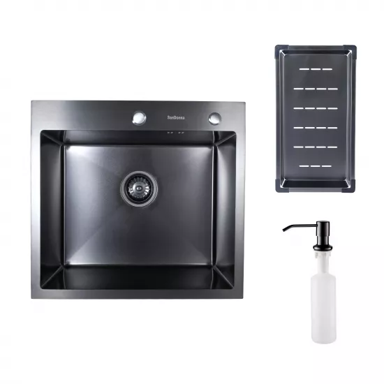Chiuvetă de bucătărie SanDonna HD5550, 500х550 mm, Black (VOR57925)