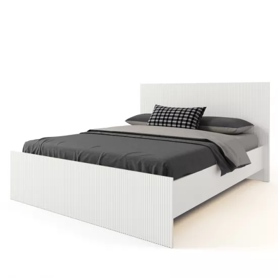 Pat ML-Mobila Velvet N7, 160 x 200 cm fara suport saltea, Alb/Auriu