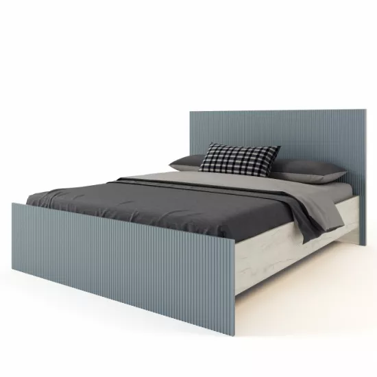 Кровать ML-Mobila Вельвет N8, 180 x 200 см без основания, Крафт белый / Лагуна софт