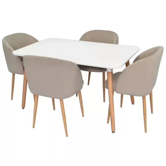Set de mobilă Eva masa DT 405-1 + 4 scaune XR-154 WO Light Beige8 (velur)