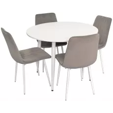Set de mobilă Eva masa DT 402-5 + 4 scaune XR-154Wh Light Grey52 (velur)
