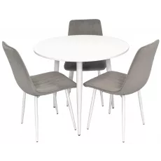 Set de mobilă Eva masa DT 404-5 + 3 scaune XR-154Wh Light Grey52 (velur) Set de mobilă Eva masa DT 404-5 + 3 scaune XR-154Wh Light Grey52 (velur)